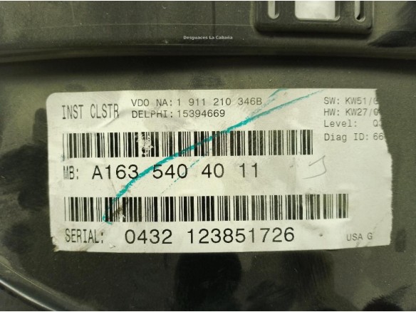 A1635404011, CUADRO INSTRUMENTOS MERCEDES BENZ CLASE M (W163)|Desguaces La Cabaña