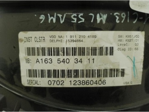A1635403411, CUADRO INSTRUMENTOS MERCEDES BENZ CLASE M (W163)|Desguaces La Cabaña