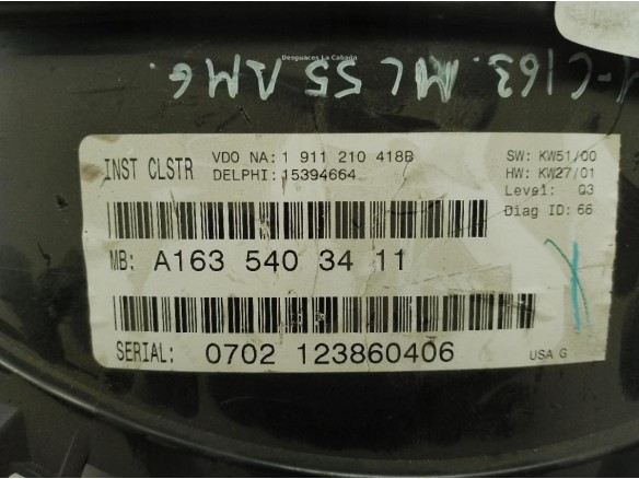 A1635403411, CUADRO INSTRUMENTOS MERCEDES BENZ CLASE M (W163)|Desguaces La Cabaña