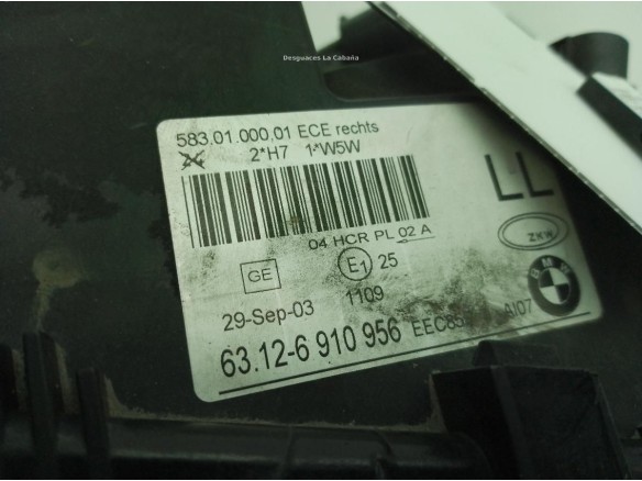 63126910956 FARO DERECHO BMW 3 (E46)|Desguaces La Cabaña