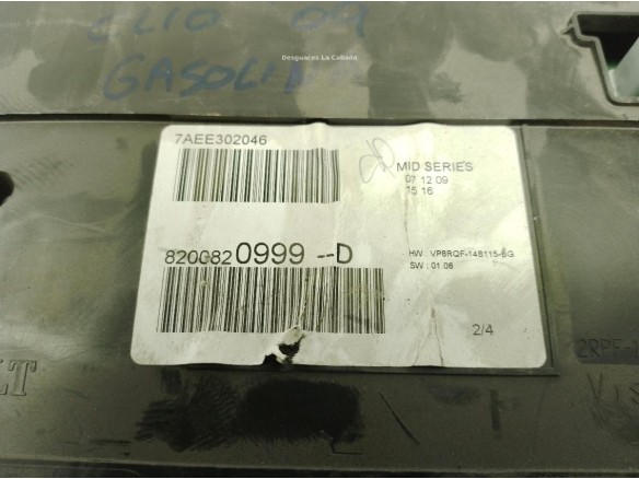 8200820999D, CUADRO INSTRUMENTOS RENAULT CLIO III (BR0/1, CR0/1)|Desguaces La Cabaña