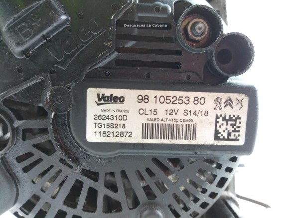 9810525380 ALTERNADOR CITROEN C-ELYSEE|Desguaces La Cabaña