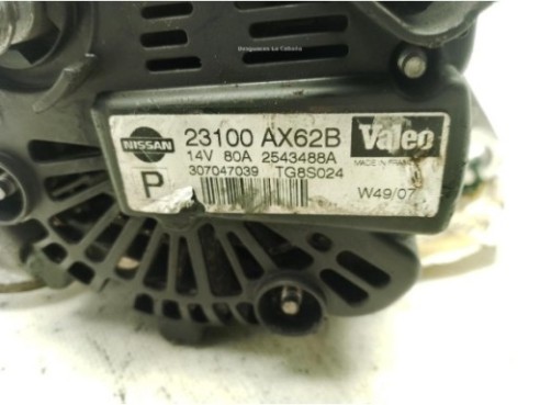23100AX62B 2543488A ALTERNADOR NISSAN NOTE (E11, NE11)|Desguaces La Cabaña