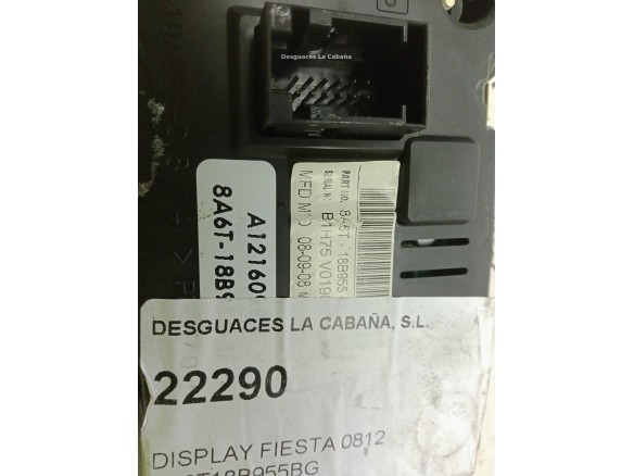 8A6T18B955BG, DISPLAY FORD FIESTA VI|Desguaces La Cabaña