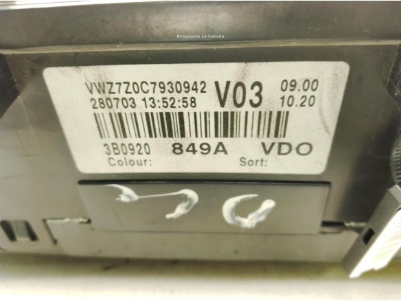 3B0920849A, CUADRO INSTRUMENTOS VW PASSAT (3B2)|Desguaces La Cabaña
