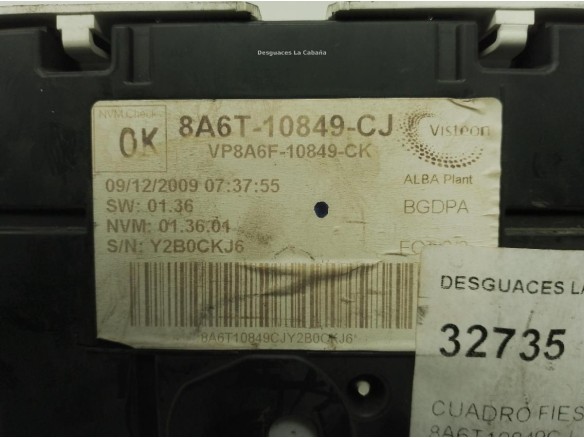 8A6T10849CJ, CUADRO INSTRUMENTOS FORD FIESTA VI|Desguaces La Cabaña