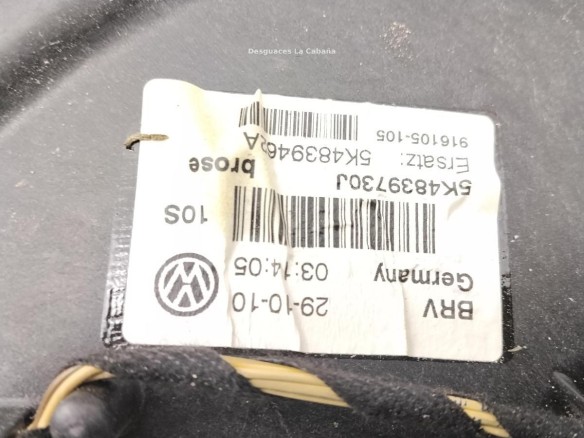 5K4839462 ELEVALUNAS PUERTA LAT TRA DER VW GOLF VI (5K1)|Desguaces La Cabaña