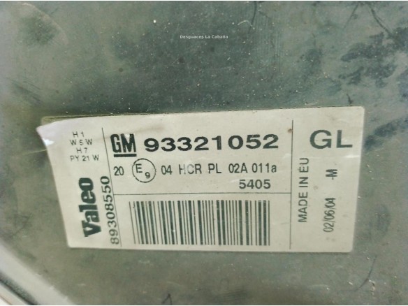 93175364, 93321052 FARO IZQUIERDO OPEL MERIVA A Limusina (X03)|Desguaces La Cabaña