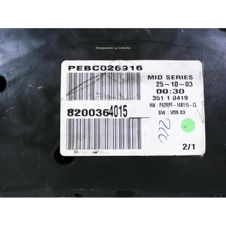 8200364015 CUADRO INSTRUMENTOS RENAULT MEGANE II (BM0/1_, CM0/1_) |Desguaces La Cabaña