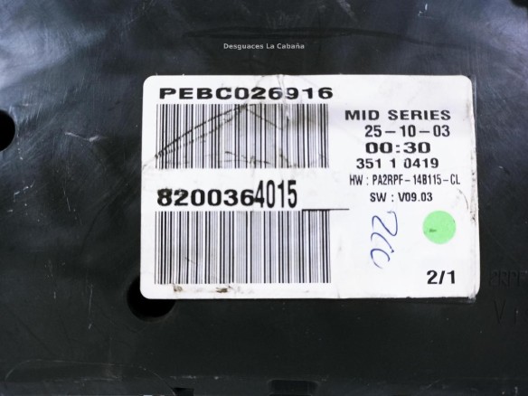 8200364015 CUADRO INSTRUMENTOS RENAULT MEGANE II (BM0/1_, CM0/1_) |Desguaces La Cabaña