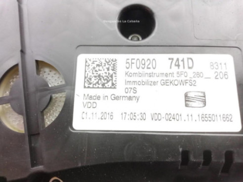 5F0920741D CUADRO INSTRUMENTOS SEAT LEON (5F1) |Desguaces La Cabaña