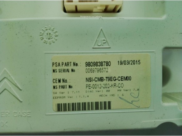 1614174780, 9809838780 CUADRO INSTRUMENTOS PEUGEOT 308 II|Desguaces La Cabaña