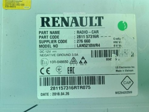 281157316R NAVEGADOR RENAULT CLIO IV Grandtour (KH_)|Desguaces La Cabaña