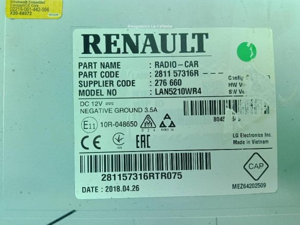 281157316R NAVEGADOR RENAULT CLIO IV Grandtour (KH_)|Desguaces La Cabaña