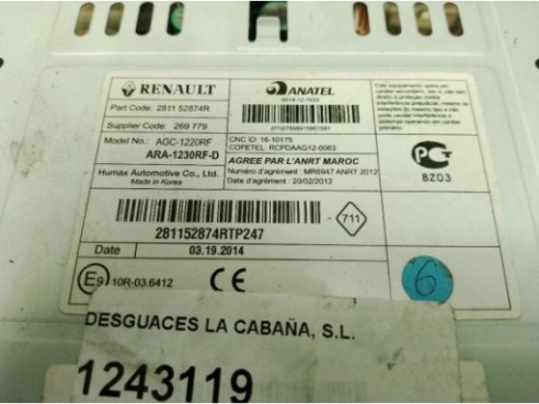 281152874R RADIO RENAULT CLIO IV (BH_)|Desguaces La Cabaña