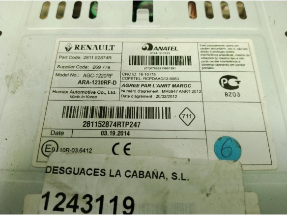 281152874R RADIO RENAULT CLIO IV (BH_)|Desguaces La Cabaña