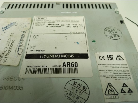 96170A2600WK, RADIO KIA CEE'D (JD)|Desguaces La Cabaña