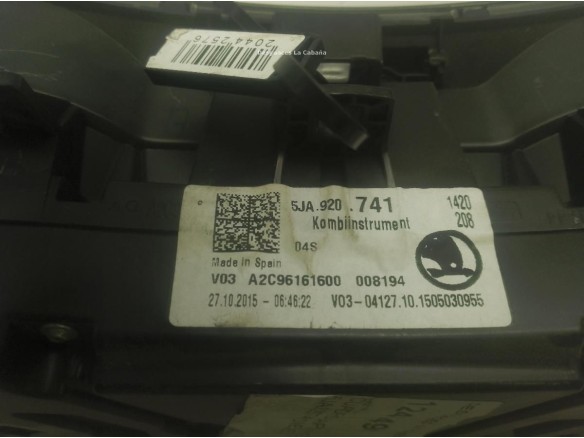 5JA920741 CUADRO INSTRUMENTOS SKODA RAPID (NH3)|Desguaces La Cabaña