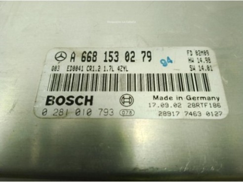 0281010793,6681530279, CENTRALITA MOTOR MERCEDES BENZ CLASE A (W168)|Desguaces La Cabaña