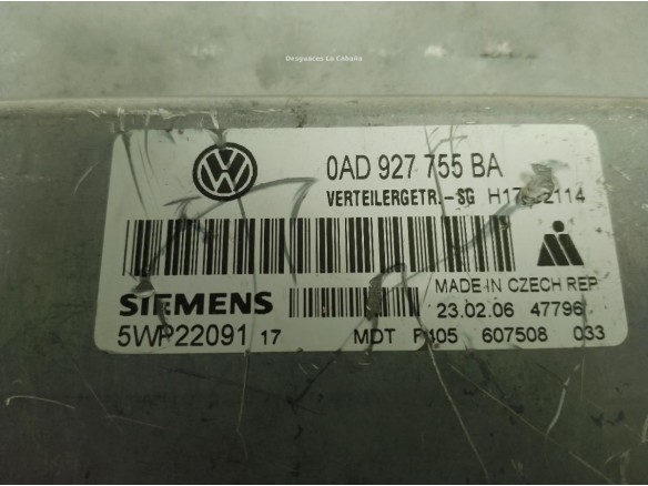 0AD927755BA, CENTRALITA MOTOR VW TOUAREG (7LA, 7L6, 7L7)|Desguaces La Cabaña