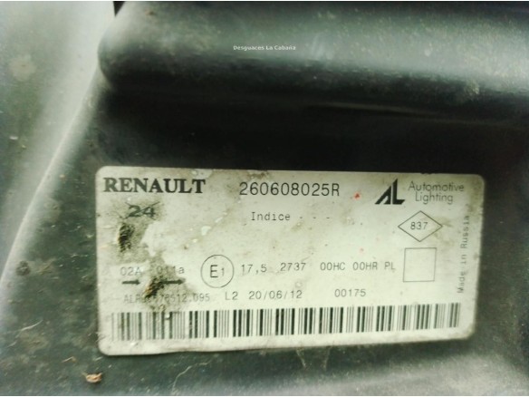 260601153R, 260608025R FARO IZQUIERDO DACIA DUSTER|Desguaces La Cabaña