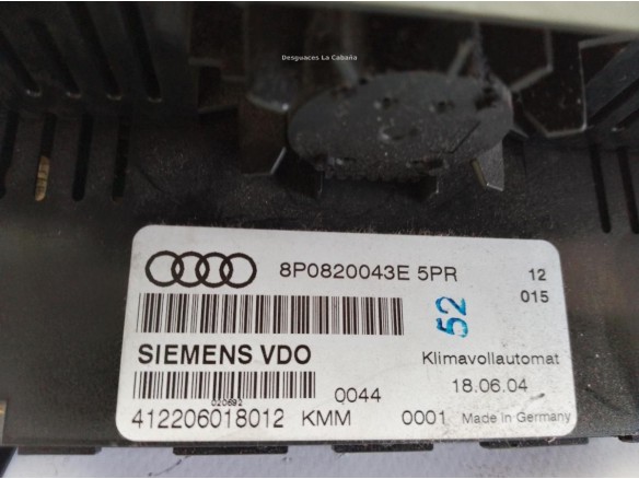 8P0820043AH5PR, 8P0820043E MANDO CLIMA AUDI A3 (8P1)|Desguaces La Cabaña