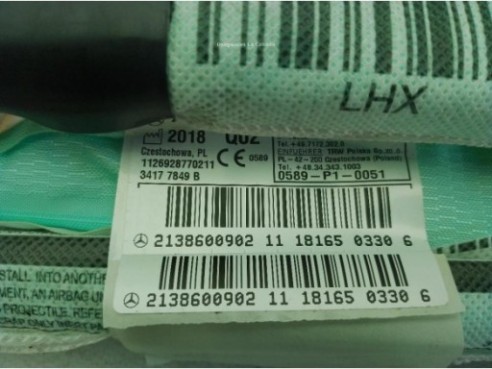 A2138600902 AIRBAG CORTINA IZQ MERCEDES BENZ CLASE E (W213)|Desguaces La Cabaña