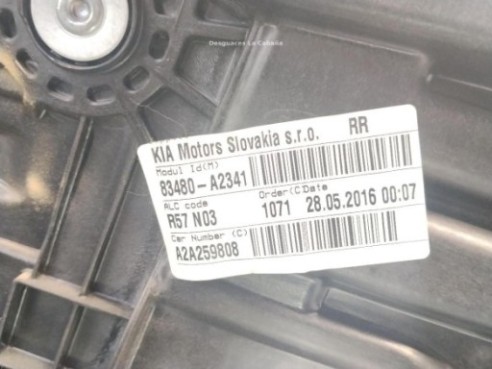 83481A2000 ELEVALUNAS PUERTA LAT TRA DER KIA CEE'D (JD)|Desguaces La Cabaña