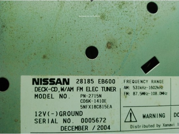 28185EB600 MODULO RADIO NISSAN PATHFINDER III (R51)|Desguaces La Cabaña