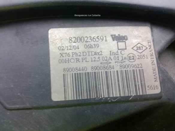 8200236591 FARO DERECHO RENAULT KANGOO (KC0/1_) |Desguaces La Cabaña