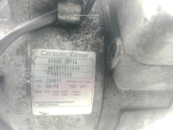 92600JD73A COMPRESOR AA NISSAN QASHQAI / QASHQAI +2 I (J10, JJ10)|Desguaces La Cabaña