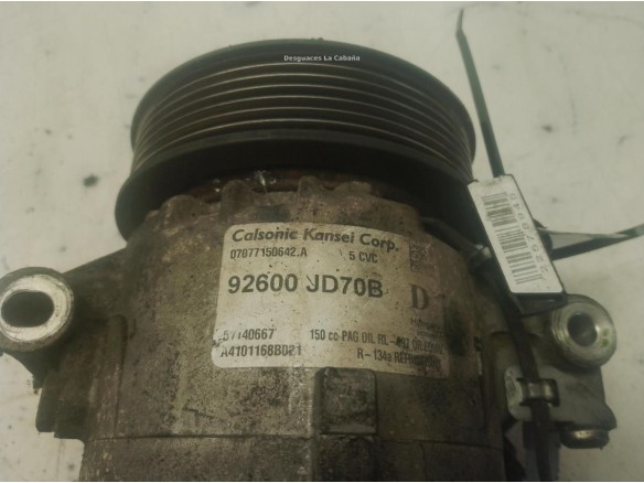 92600JD70B COMPRESOR AA NISSAN QASHQAI / QASHQAI +2 I (J10, JJ10)|Desguaces La Cabaña