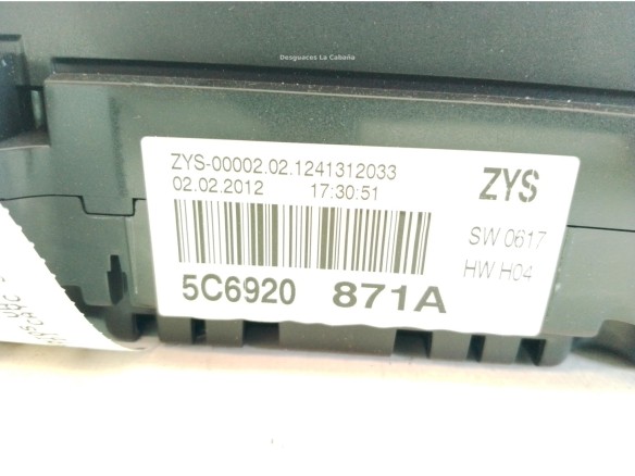5C6920871A CUADRO INSTRUMENTOS VW JETTA IV (162, 163)|Desguaces La Cabaña