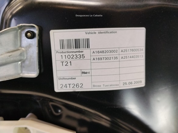   ELEVALUNAS PUERTA LAT TRA IZQ MERCEDES BENZ CLASE R (W251, V251)|Desguaces La Cabaña