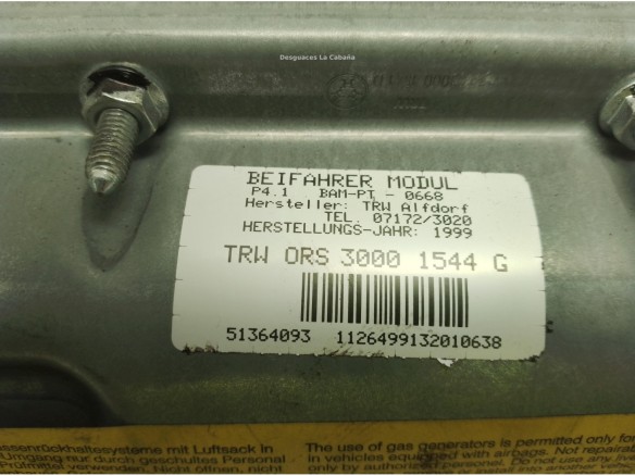 3XEP319009 AIRBAG DER FORD FOCUS (DAW, DBW)|Desguaces La Cabaña