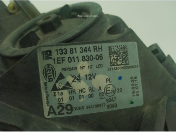 39108227, 13381344RH , 1EF01183006 FARO DERECHO OPEL CORSA E (X15)|Desguaces La Cabaña