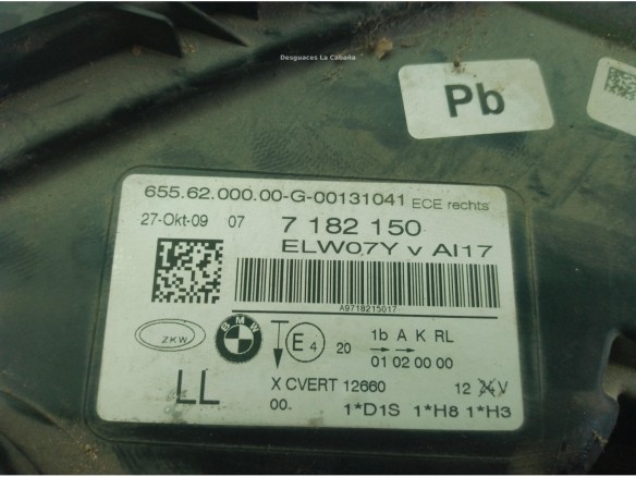 7182150 FARO DERECHO BMW 7 (F01, F02, F03, F04)|Desguaces La Cabaña