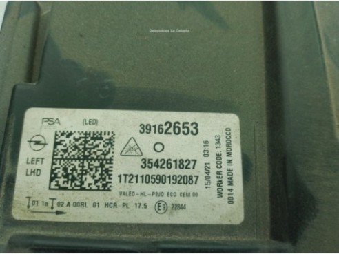 9829522780, 39162653 FARO IZQUIERDO OPEL CORSA F|Desguaces La Cabaña