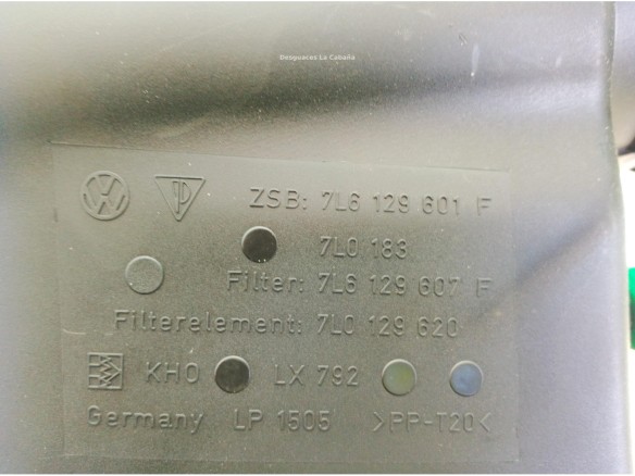 7L6129601F CAJA FILTRO AIRE VW TOUAREG (7LA, 7L6, 7L7)|Desguaces La Cabaña
