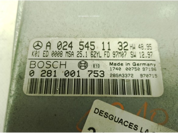 A0245451132,0281001753, CENTRALITA MOTOR MERCEDES BENZ SinValor|Desguaces La Cabaña