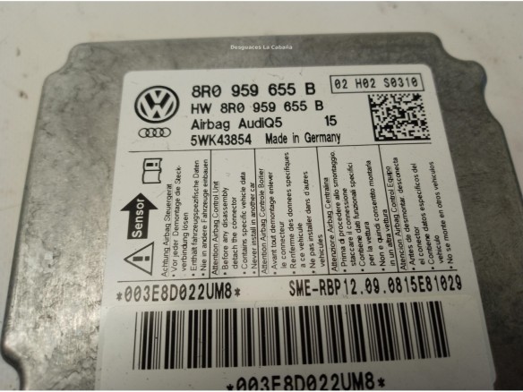 8R0880201A KIT AIRBAGS + SALPICADERO + CINTURONES O ANCLAJE + CENTRALIT AUDI Q5 (8RB)|Desguaces La Cabaña