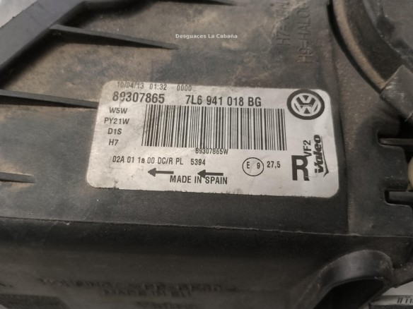 7L6941018BG FARO DERECHO VW TOUAREG (7LA, 7L6, 7L7)|Desguaces La Cabaña