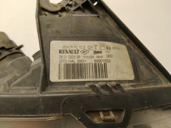 260100038R FARO DERECHO RENAULT LAGUNA III (BT0/1)|Desguaces La Cabaña