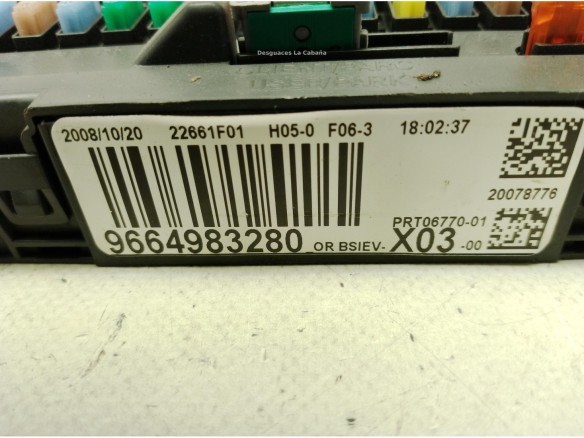 9664983280 CAJA FUSIBLES INTERIOR (BSI) CITROEN C3 I (FC_)|Desguaces La Cabaña