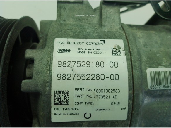 9827529180 COMPRESOR AA PEUGEOT 308 II|Desguaces La Cabaña