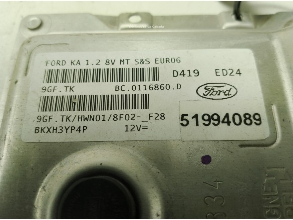 51994089 CENTRALITA MOTOR FORD KA (RU8)|Desguaces La Cabaña