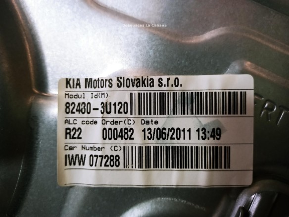 ELEVALUNAS PUERTA LAT DEL DER KIA SPORTAGE (SL)|Desguaces La Cabaña