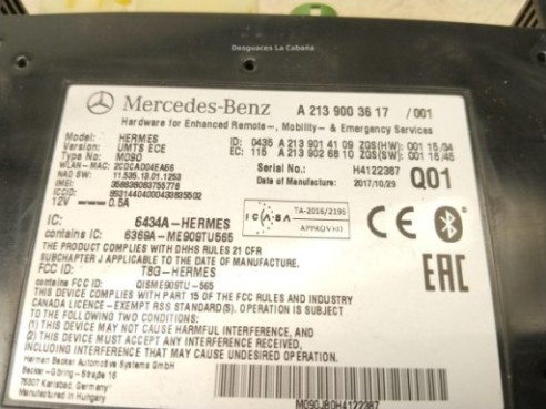  A2139003617 MODULO ELECTRONICO MERCEDES BENZ CLASE A (W176)|Desguaces La Cabaña