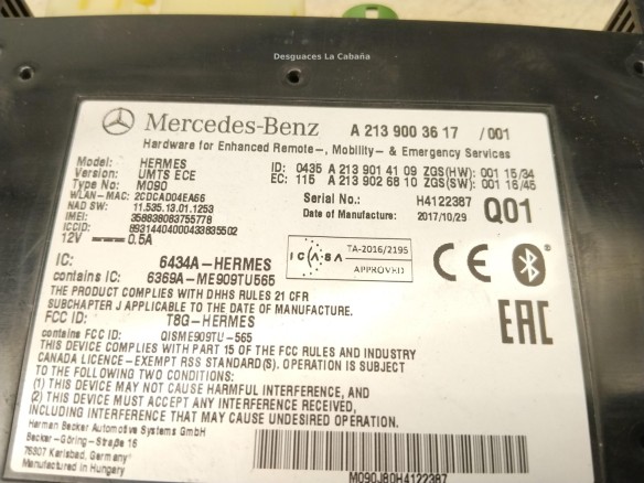  A2139003617 MODULO ELECTRONICO MERCEDES BENZ CLASE A (W176)|Desguaces La Cabaña