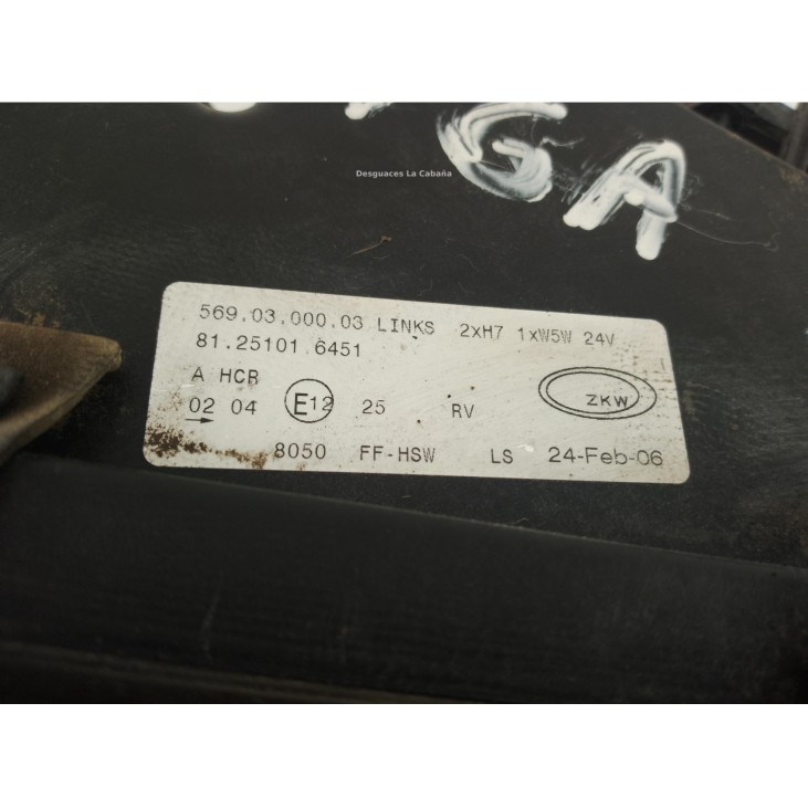 81251016451 FARO IZQUIERDO  MAN TGA|Desguaces La Cabaña